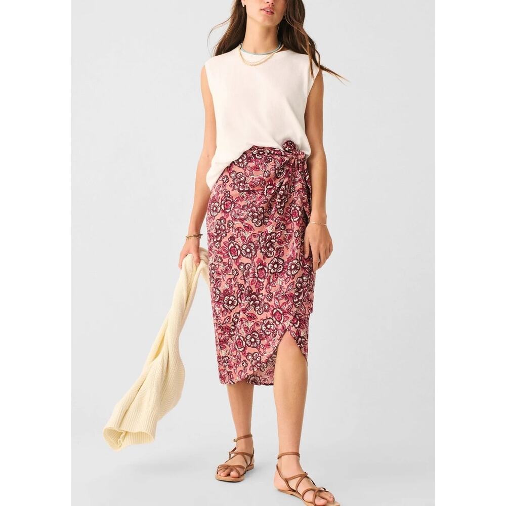 Faherty Pacifica Linen Wrap Skirt – Rose Desert Bloom –‎ XS - Picture 4 of 6